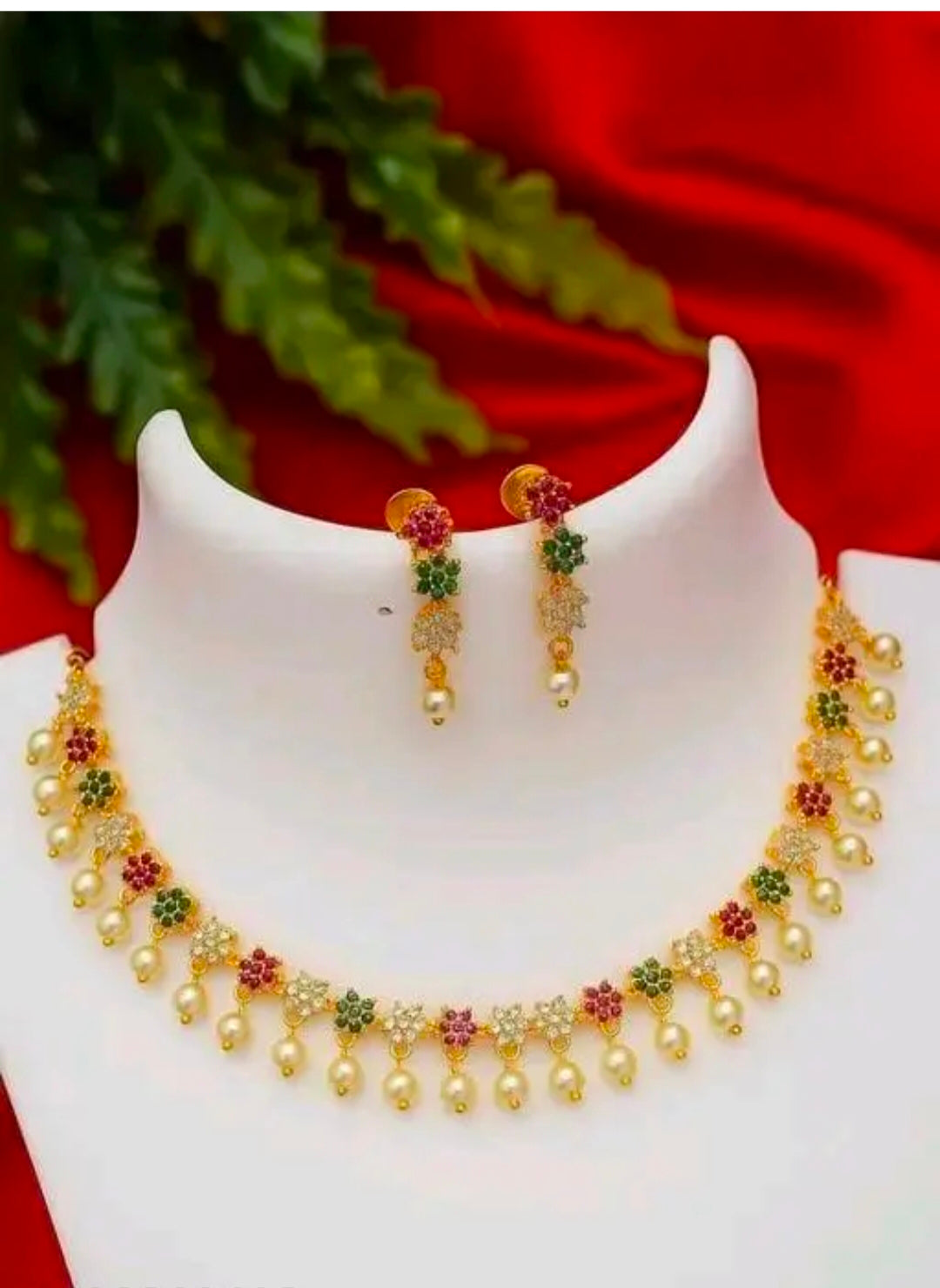 fancy Diamond matte finish Jewelery Set diva Necklace Gold-plated jewellery set