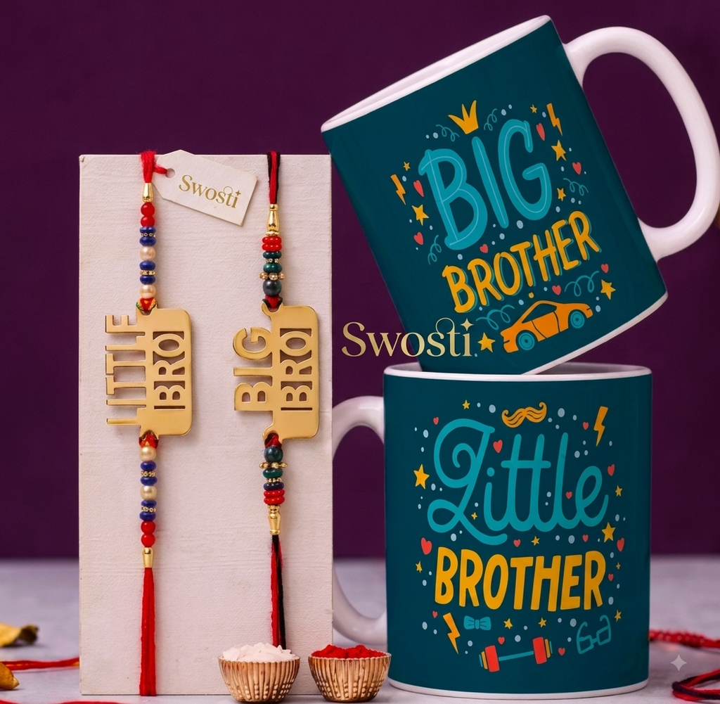 Beautiful Big Little Brother Rakhi and Mug Gifts Combo For Brothers, Rakshabandhan Special