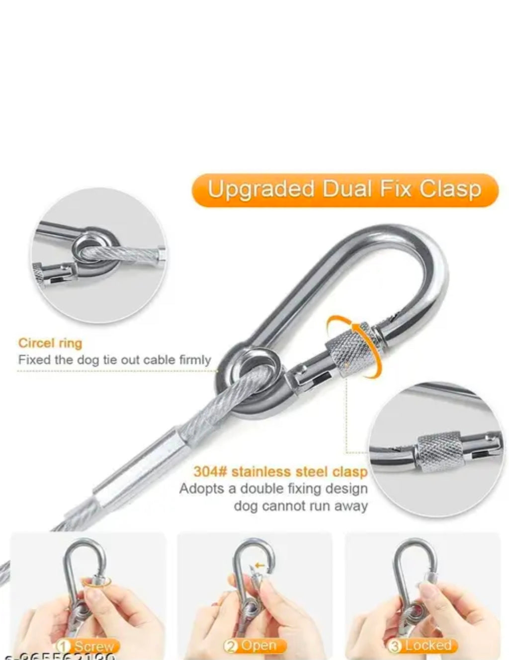2 Pcs 10 Meter Clothline Heavy Duty Hanging Steel Cable with Secure Carabiner Locks for Multipurpose Use