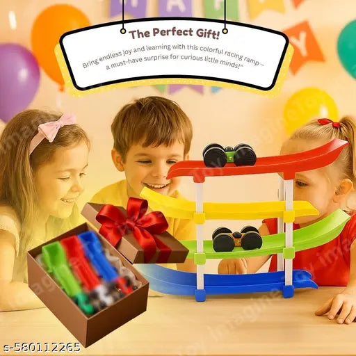 Wooden Flip & Go Racer Car Track – Fun Multi-Color Racing Toy for Kids – Safe & Durable Playset