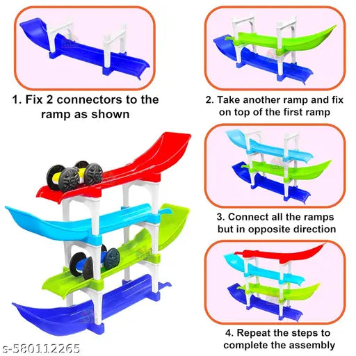 Wooden Flip & Go Racer Car Track – Fun Multi-Color Racing Toy for Kids – Safe & Durable Playset